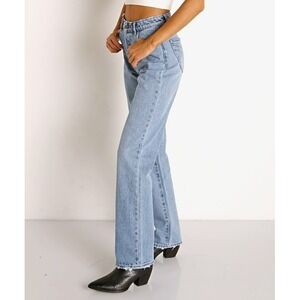 Rollas Classic High Rise Button Fly Straight Jeans In Gday Mate